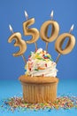 Candle number 3500 - Number of followers or likes Royalty Free Stock Photo