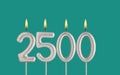 Candle number 2500 - Number of followers or likes Royalty Free Stock Photo