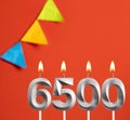 Candle number 6500 - Number of followers or likes Royalty Free Stock Photo