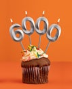 Candle number 6000 - Number of followers or likes Royalty Free Stock Photo