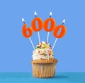 Candle number 6000 - Number of followers or likes Royalty Free Stock Photo