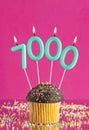 Candle number 7000 - Number of followers or likes Royalty Free Stock Photo
