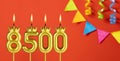 Candle number 8500 - Number of followers or likes Royalty Free Stock Photo