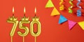 Candle number 750 - Number of followers or likes Royalty Free Stock Photo