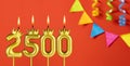 Candle number 2500 - Number of followers or likes Royalty Free Stock Photo