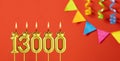 Candle number 13000 - Number of followers or likes Royalty Free Stock Photo
