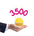 Candle number 3500 - Number of followers or likes Royalty Free Stock Photo