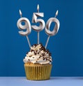 Candle number 950 - Number of followers or likes. cupcake Royalty Free Stock Photo
