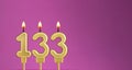 Candle number 133 in purple background - birthday card