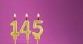 Candle number 145 in purple background - birthday card