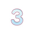 Candle number three. 3 symbol. Cartoon realistic vector candle number for Birthday cakes Royalty Free Stock Photo