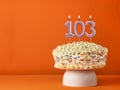 Candle number 103 - Vanilla cake in orange background