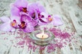 Candle with orchids Royalty Free Stock Photo