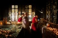 Candle room, Dalai Lama temple, McLeod Ganj, India Royalty Free Stock Photo