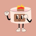 Candle 30s cartoon mascot character 40s, 50s, 60s old animation style.