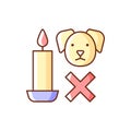 Candle safety for pets RGB color manual label icon