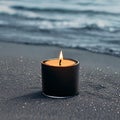 the black candle in the sand beach, Generative AI