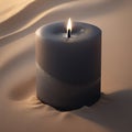 the gray candle in the sand beach, Generative AI