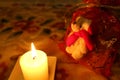 Candle and Santa Claus teddy bear present #2 Royalty Free Stock Photo