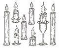 Candle setwith flame for halloween day of the dead Royalty Free Stock Photo