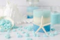 Candle with starfish and aroma therapy spa salt Royalty Free Stock Photo