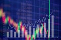 Candle stick graph chart with indicator showing bullish point or Royalty Free Stock Photo