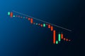 Candle stick graph chart of stock market investment trading. Conceptual view of the foreign exchange market. Stock trade live.