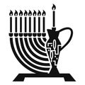 Candle stick and jug jewish icon, simple style