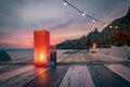 Candle at Sunset at Blue bay beach Curacao views