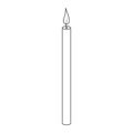 The candle is thin. Church candle. Attribute for prayer. Sketch. Burning flame. Vector illustration. Coloring book for children.