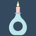 Candle vector illustration. fire. candlelight. glass candle holder. pink candle. candlestick.