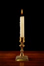 Candle in vintage candlestick Royalty Free Stock Photo