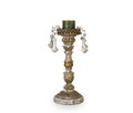 Candle in vintage Golden candlestick, Classic Candleholder isolated on white