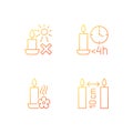 Candle warning label gradient linear vector manual label icons set