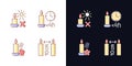 Candle warning label light and dark theme RGB color manual label icons set