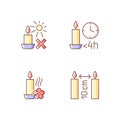 Candle warning label RGB color manual label icons set