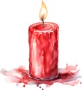 Candle Watercolor Clipart.