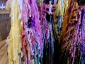 Candle wax dripped and melted layer abstract background in vivid colours Royalty Free Stock Photo
