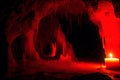 A candle wax dripping into a stalactite cave