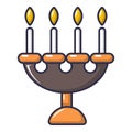 Candlelight candlestick icon, cartoon style