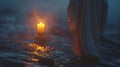 Candlelight ceremony with Holy Fire in Orthodox Easter tradition Royalty Free Stock Photo