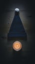 Candlelight on Dark Wooden Surface Royalty Free Stock Photo