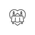 Candlelight dinner line icon