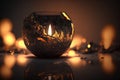 Candlelight in a glass candlestick on a dark background