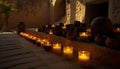 Candlelight glowing in the dark, symbol of spirituality and relaxation generated by AI