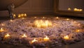 Candlelight glowing in the dark, symbol of spirituality and romance generated by AI