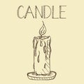 Candlelight Line Art, a hand drawn vector illustration decorative designer graphic element. Perfect for invitations, greeting car