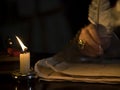 Candlelight & Quill Royalty Free Stock Photo