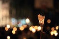 Candlelight vigil background in the dark Royalty Free Stock Photo