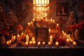 Candlelit Altar with Photos and Offerings Warm